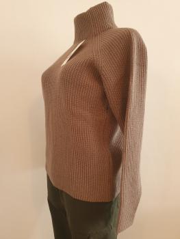 Preview: Strickpullover mit Kaschmir in Taupe