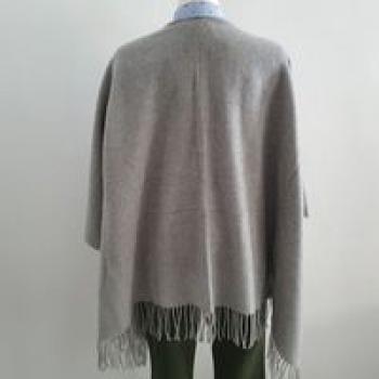 Preview: Poncho / Cape mit Kaschmir in Grau