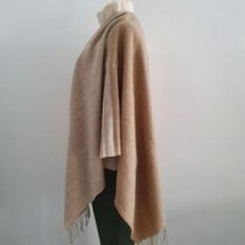 Preview: Poncho / Cape mit Kaschmir in Beige