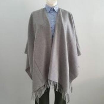 Preview: Poncho / Cape mit Kaschmir in Grau