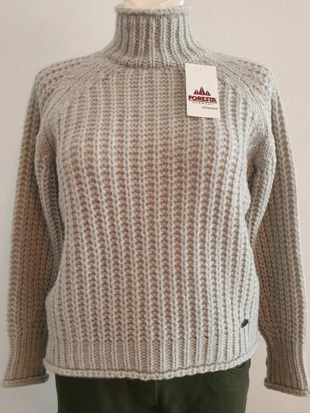 Merinopullover mit Stehkragen in Silbergrau